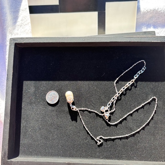 BRIGHTON Everbloom Pearl Drop Necklace. Brand New. Silver-Pearl. 18”-22” adj. - Picture 3 of 8